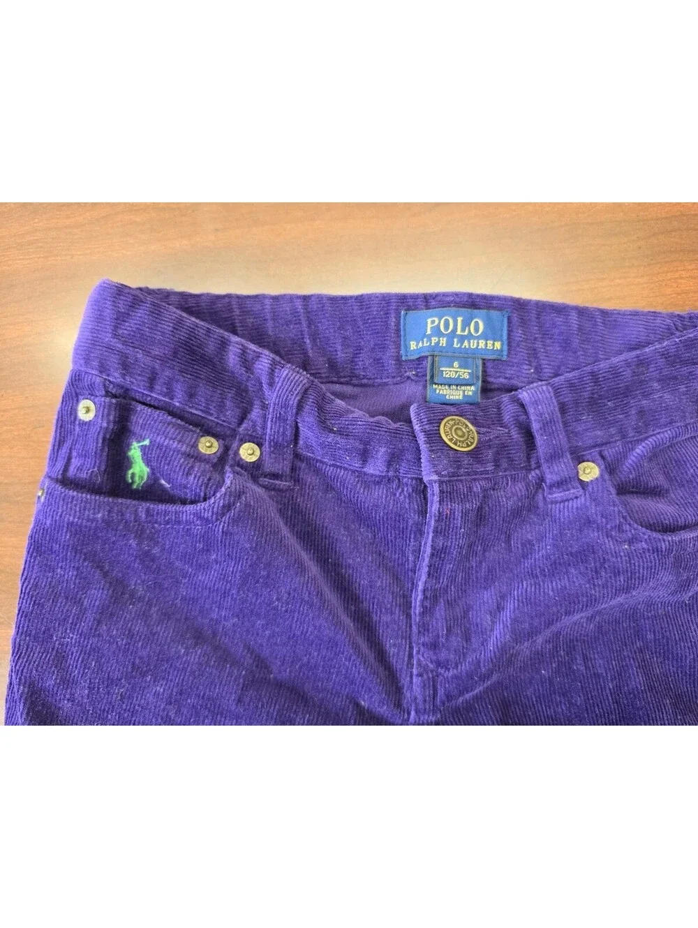Polo Ralph Lauren Kids Purple Corduroy Pants SZ 6 Straight Leg Classic Pony Logo